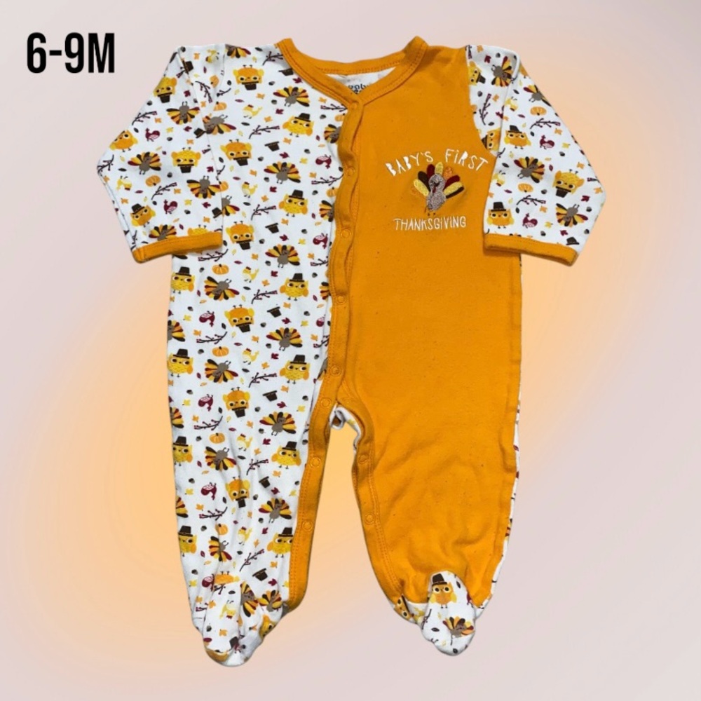 6-9M Baby Gear Baby’s First Thanksgiving Long Sleeve Onesie Footie Romper